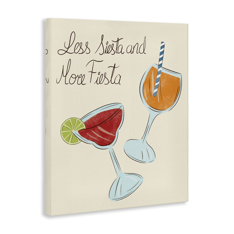 «Less Siesta More Fiesta Drinks», art mural par Aralma, H 20 po x l 16 po