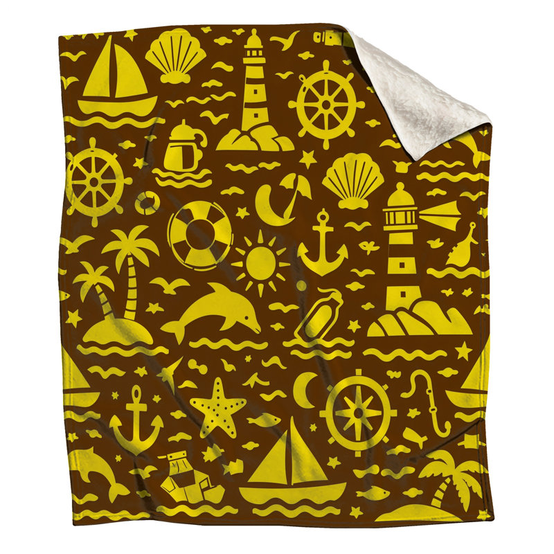 Couvertures jaunes nautiques, 60in W x 80in H