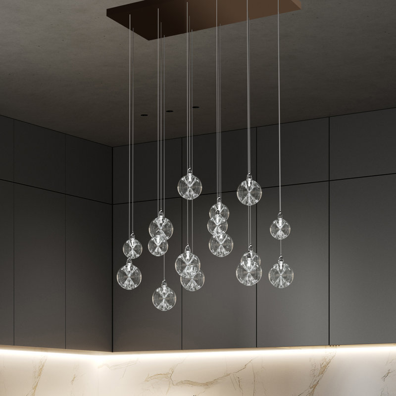 Luminaire suspendu sphère 16 lumières Calla Lilies, Bronze, H 96 po x l 36 po x P 16 po