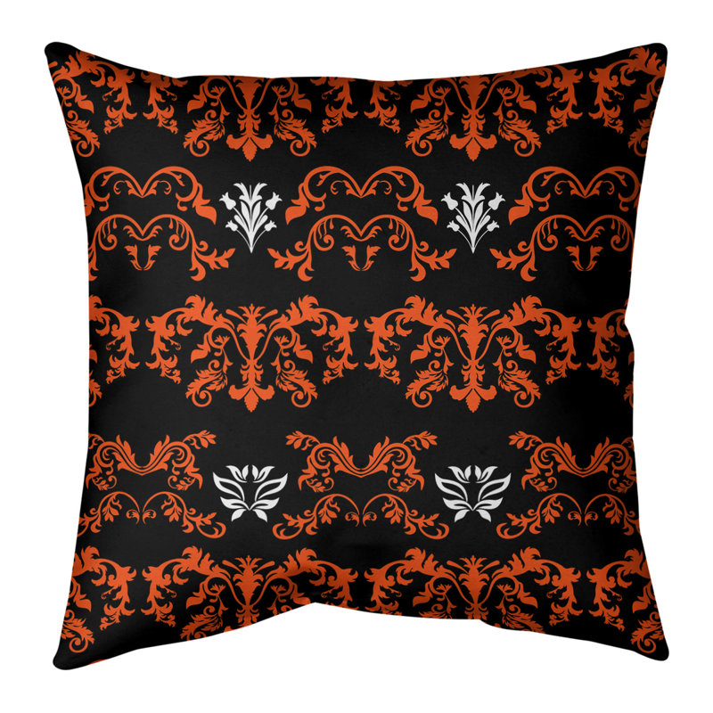 Housse de coussin Cincinnati Football Baroque, Noir / orange / blanc, 14 po x 14 po, Polyester sergé
