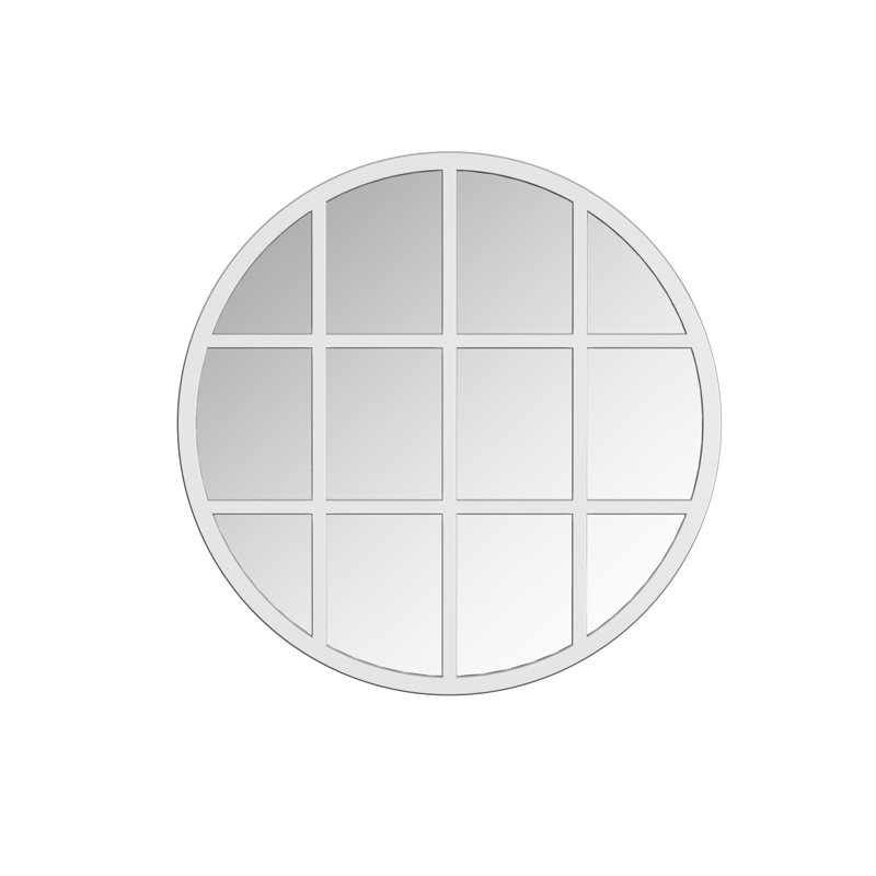 Metal Flat Wall Mirror with Hooks, Silver