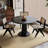 Black Round Solid Wood Dining table-523516947