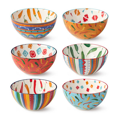 Caliente Set of 6 All Purpose Bowl 6.25" 6 asst