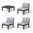 3 - Person Modular Patio Conversation Sets With Cushions, 4-Piece Outdoor All-Weather Waterproof HIPS Sofa Seating Group, Black-1633014493-1633014490