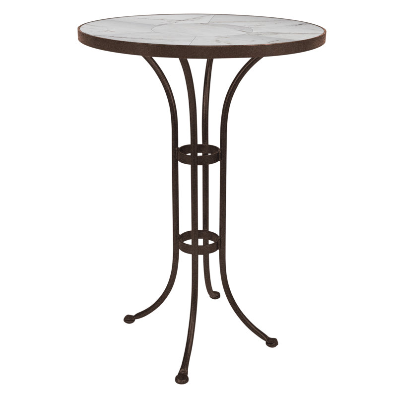 Outdoor Round Counter Table, Pallazo White, Graphite, 42.5" H x 42" W x 42" D 