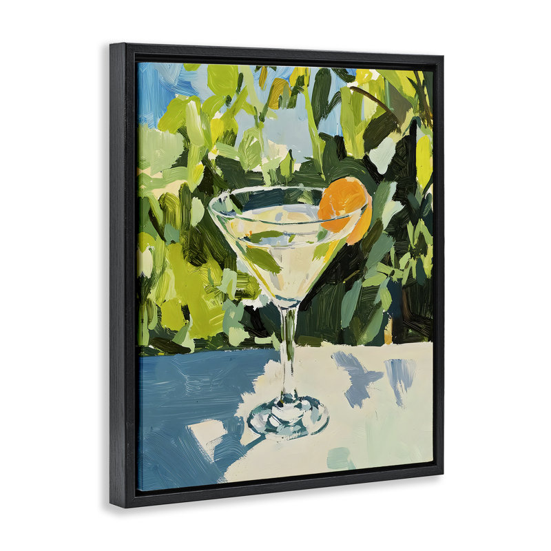 Cocktail d'été avec cadre flottant, design par Riley B, Cadre flottant noir de jais, H 21 po x l 17 po