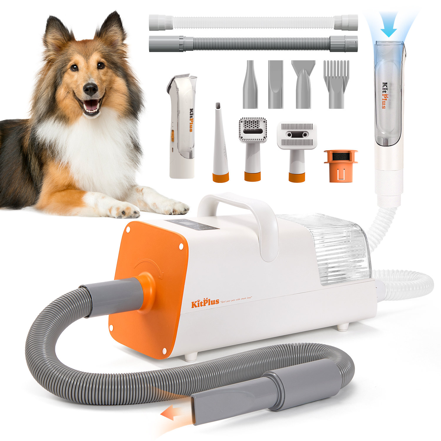 Picture of KitPlus 3-in-1 Dog Grooming Kit with Blow Dryer ,Pet Hair Vacuum for ...