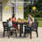 5 Piece Outdoor HDPE Dining Set, All-Weather Patio Table and Chairs W/ Umbrella Hole, Low Maintenance for Porch, Backyard-700693380