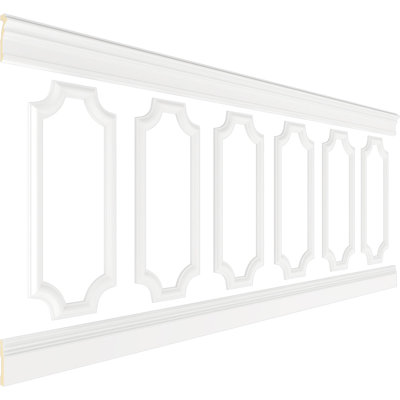 94 1/2"L (Adjustable 40"H to 44"H) Ashford Scalloped Panel Traditional Wainscot Paneling Kit