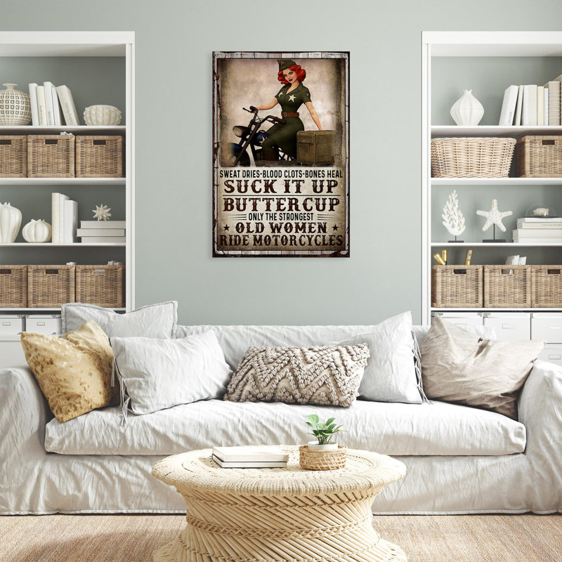 «Old Women Ride Motorcycles», reproduction d'art graphique sur toile tendue, H 20 po x l 16 po x P 1,25 po