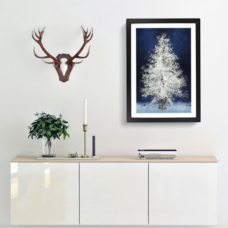 Tree at Winter - Picture Frame Painting Print, 65cm H x 48cm W x 2cm D, Black Framed