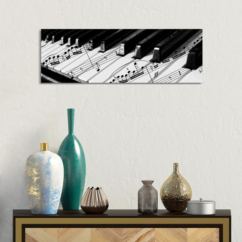 Piano by Unknown Artist - Panoramic Gallery-Wrapped Canvas Giclée on Canvas, 30.48 cm H x 91.44 cm W, Black Framed