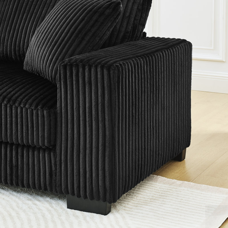 Canapé-lit modulaire rembourré en velours Corduroy, Noir
