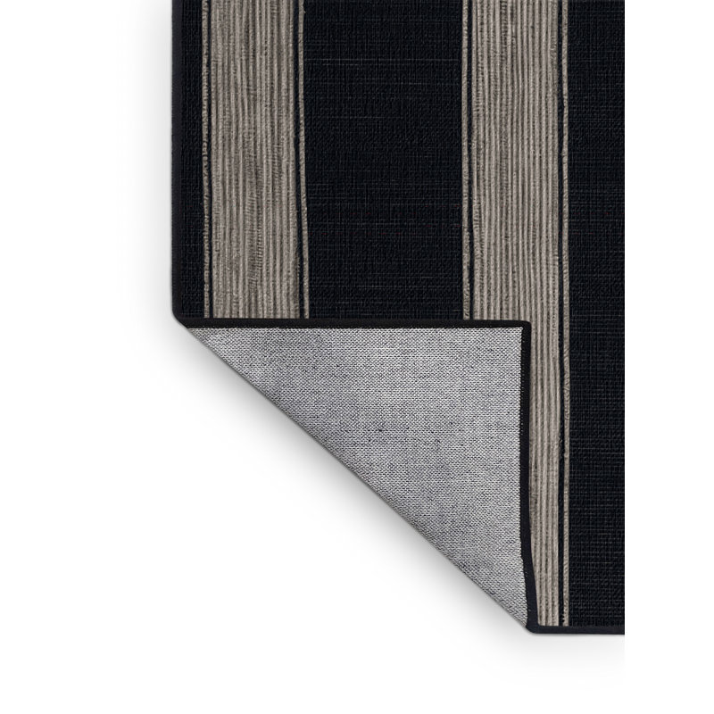 Machine Washable Horizontal Stripes Gray Area Rug, Round 3'