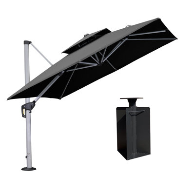 WInon 108'' Square Umbrella With Counter Weights Included Base In Ground,Grey
