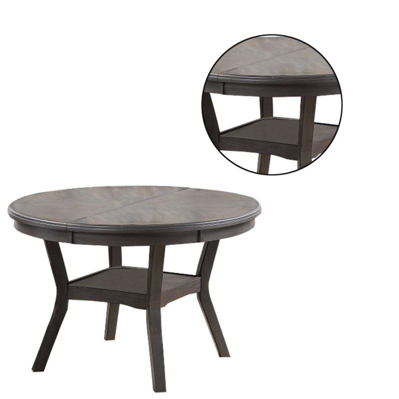 Round Top Wooden Dining Table with Boomerang Legs, Gray