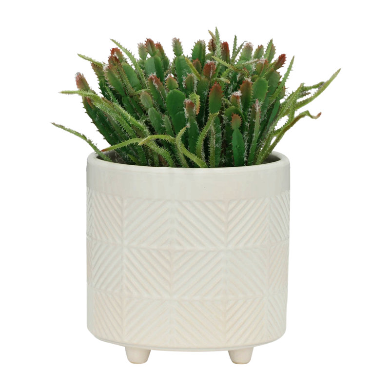 Jardinières texturées 6/8 ", brillant, Blanc