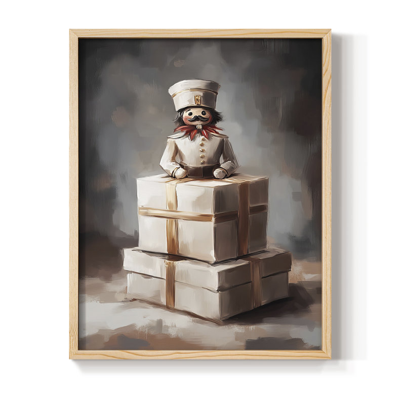 Art des Fêtes de Noël - série 2, reproduction encadrée en bois massif, Naturel, H 21 po x l 17 po