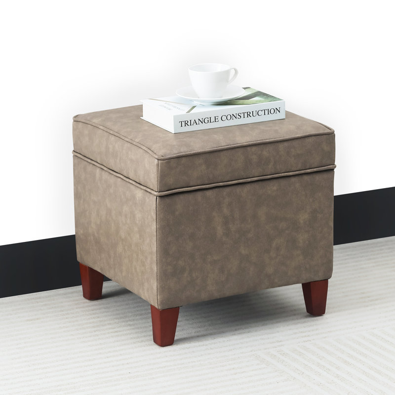 Felixstowe Upholstered Ottoman, Light Brown Faux Leather