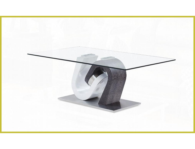 Table basse avec plateau en verre transparent et base piédestal bicolore - Stylish & amp; Facile à nettoyer pour le salon