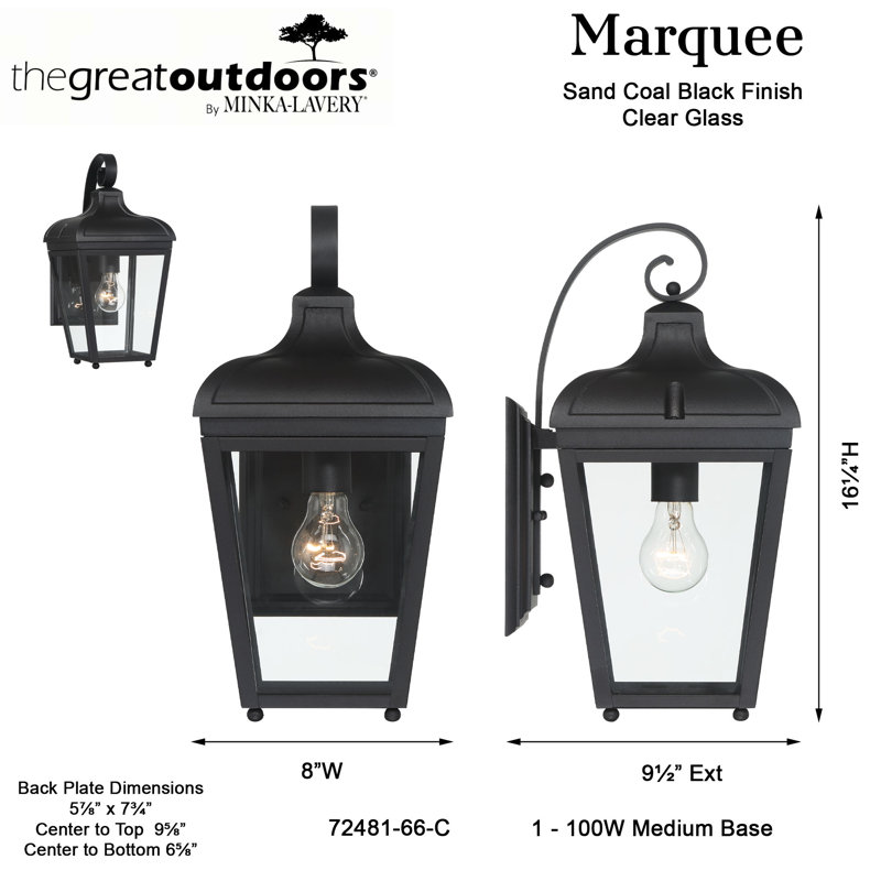 Minka Lavery Marquee - 1 Light Outdoor Wall Mount In Sand Coal Finish