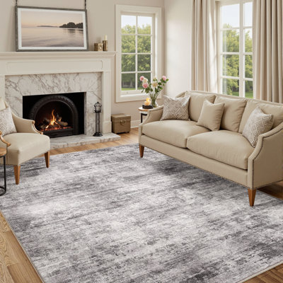 Asher Modern Abstract Machine Washable Area Rug With Non-Slip Backing