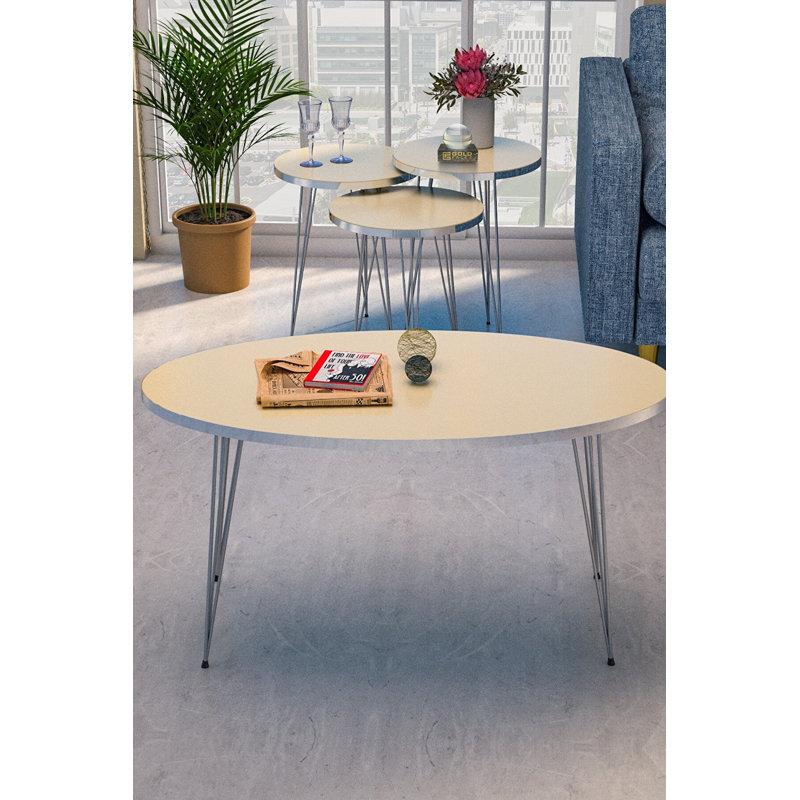 Mario Living Room Table Set, Cream White