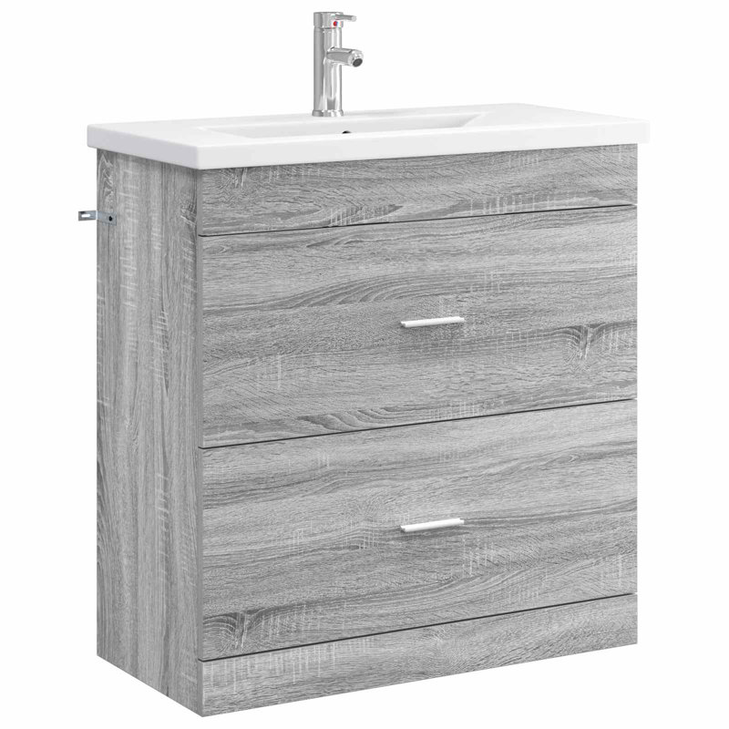 Vanity & Mirror Set, Grey Sonoma
