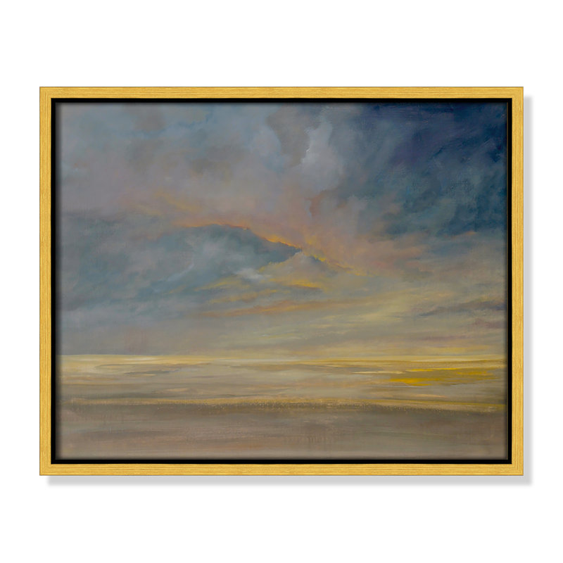Saffi Dawning Unrest - Floater Frame Painting on Canvas, 12.5" H x 15.5" W, Gold