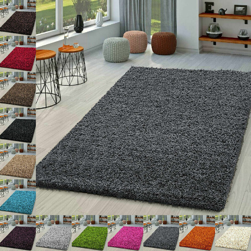 Kailum Solid Colour Shag Area Rug, Rectangle 120 x 170cm