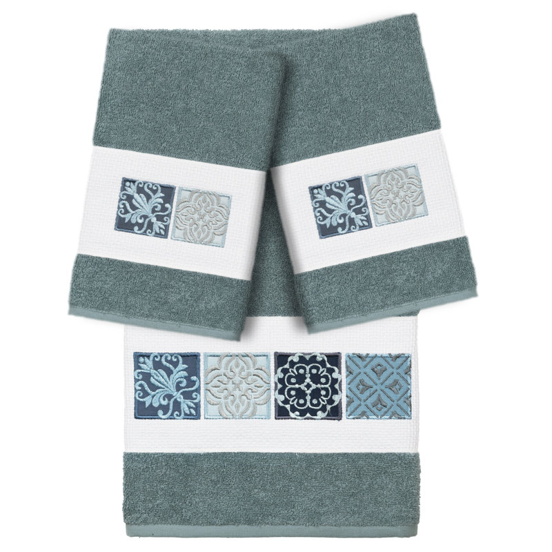 Vivian 3 Piece Turkish Cotton Towel Set, Teal