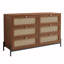 Buffet moderne en bois et rotin avec commode à 6 tiroirs pour chambre à coucher, salon, entrée, couloir, noyer-524123459