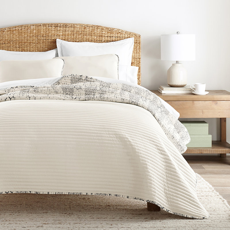 Becky Cameron Distressed Geometric Reversible Quilt Set, King Quilt + 2 King Shams