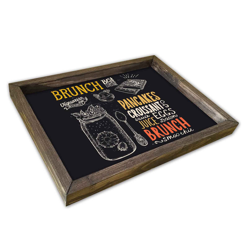 Plateau de service élégant, 100% panneau de fibres à densité moyenne et cadre en bois de pin, 11,8 po x 15,7 po | Épaisseur durable de 2,7 mm, parfaite pour le divertissement à domicile et le petit déjeuner au lit | Conception élégante, légère et facile à nettoyer