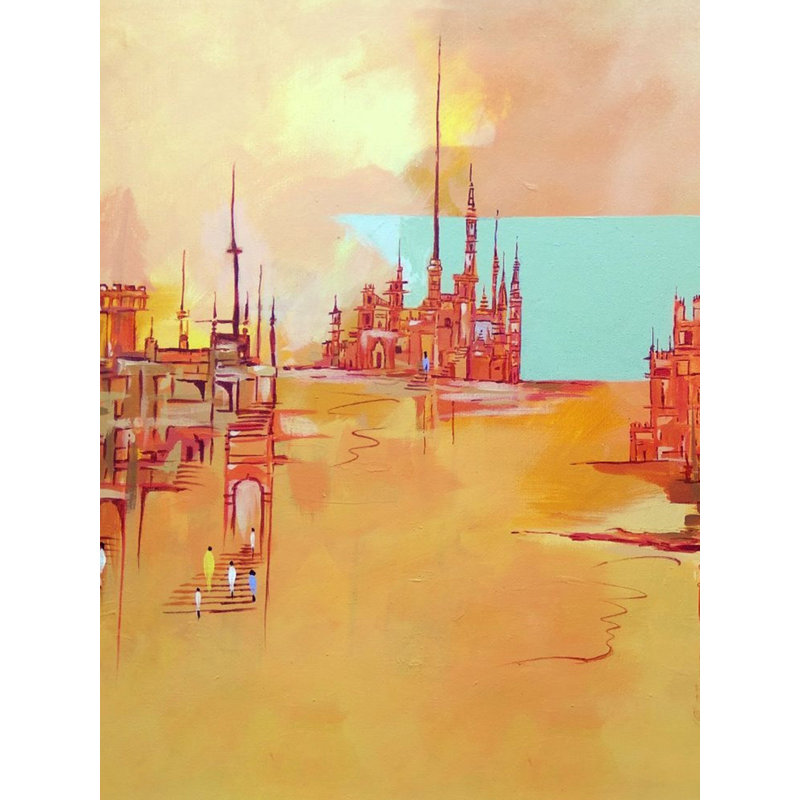 Peuples dans le monument | Acrylique sur toile | Par K B Shikharte