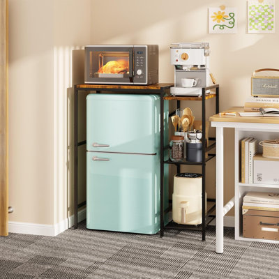 Mini-support de réfrigérateur avec tablettes de rangement, armoire à vin, brun rustique