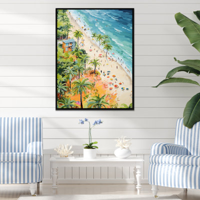 «Pastel Color Coastal Beach Scene Paradise I», art mural plage
