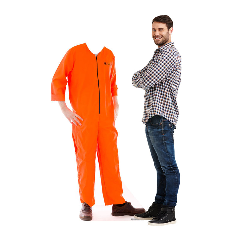 61'' Orange Cardboard Standup with Brown Shoes
