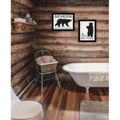 Millwood Pines "Bear Feet/Bear Bottoms Welcomed Here!" Framed Wall Art For Living Room, Wall Art Print For Home Decor, Bedroom Wall Art By Lettered & Lined