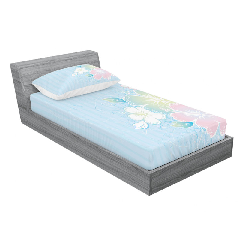 Microfiber Floral Sheet Set, Twin Sheet Set with Fitted Sheet