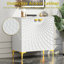 Armoire d'appoint 2 portes Tazmin, coffres décoratifs avec poignée et pieds dorés-758487747
