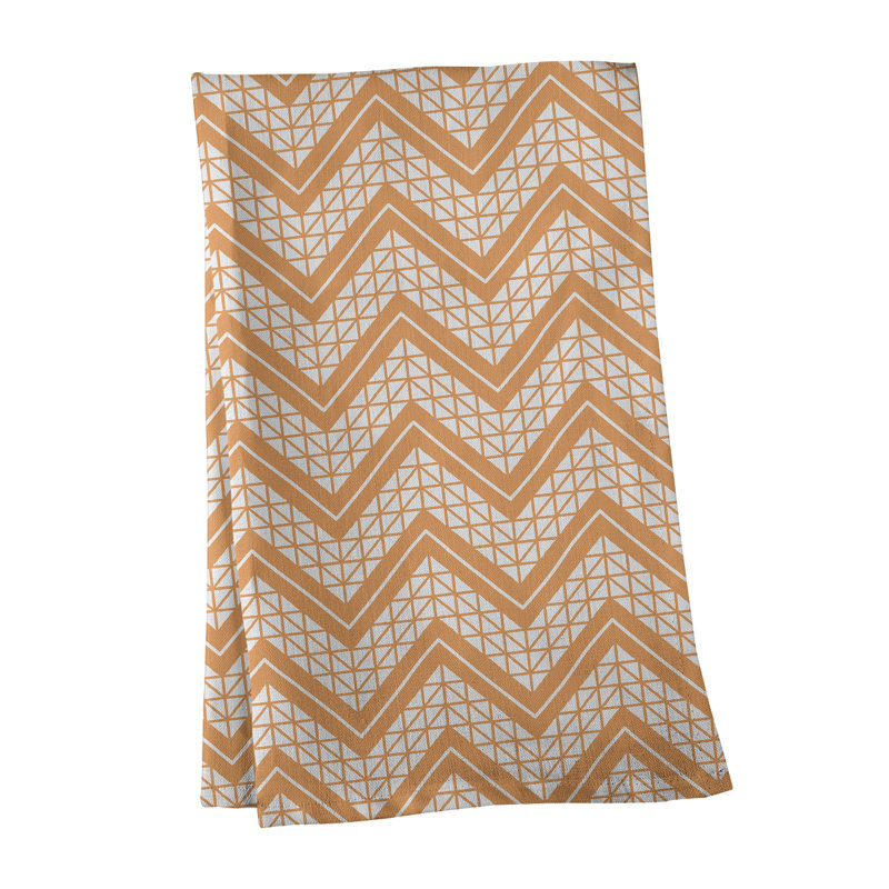 Stephenie Tea Towel Kitchen Towel, Orange/Ivory/White, Poly Twill