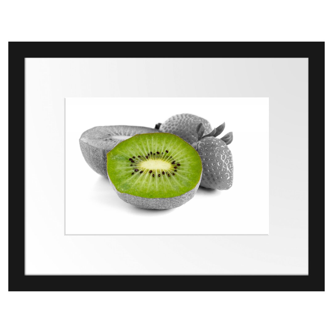 Gerahmtes Poster Fruchtige Erdbeeren mit Kiwi