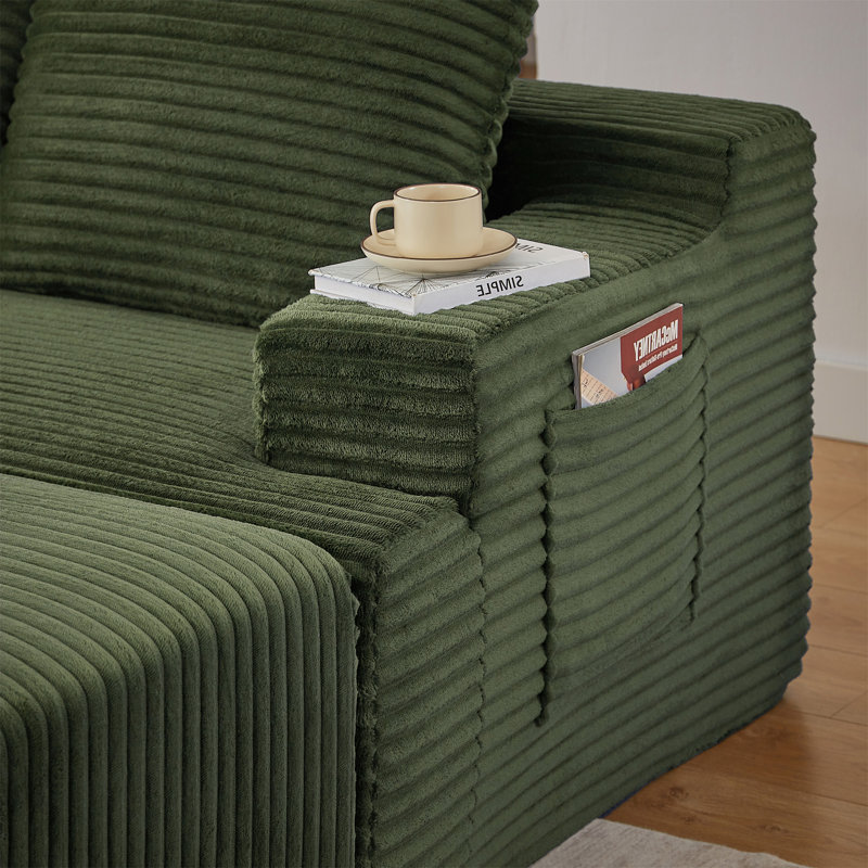Canapé modulaire Boneless, Velours côtelé vert