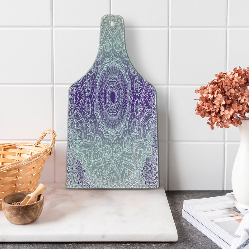Planche à découper Ambesonne en verre trempé gris et mauve Mandala violet hippie