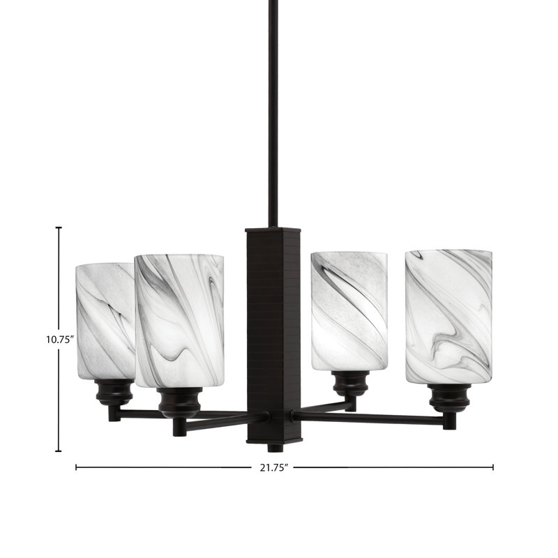 Lustre Edge à 4 lumières, verre tourbillon onyx de 10 cm, Espresso