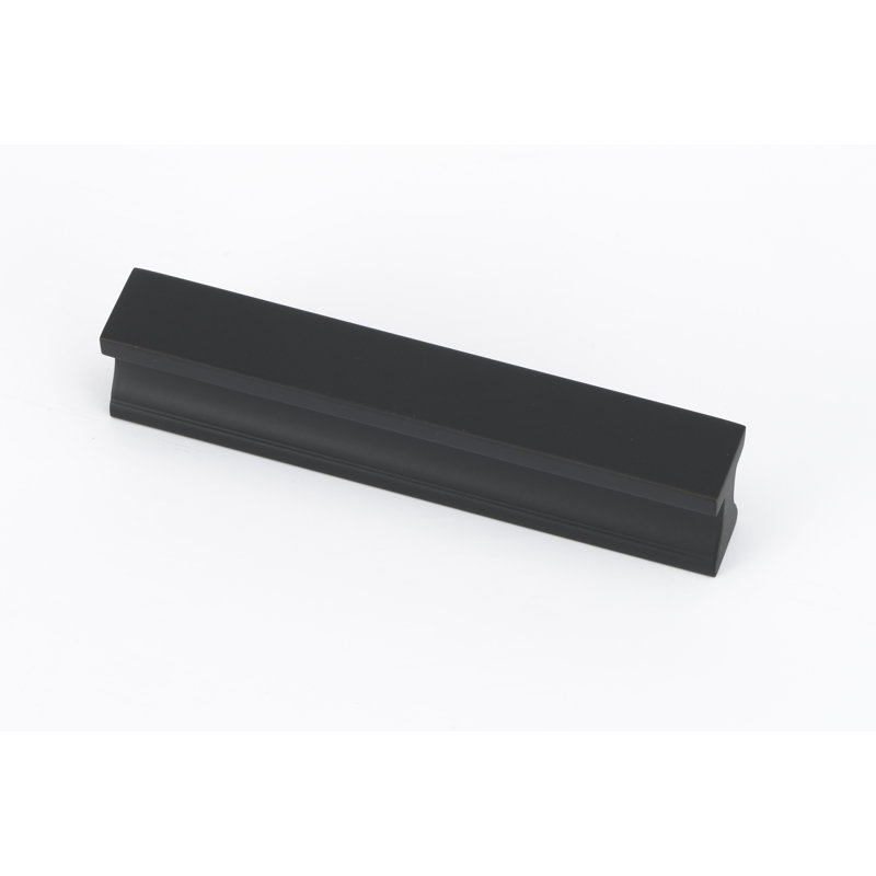 Matte Black Brass Recessed Finger Pull with Mounting Hardware