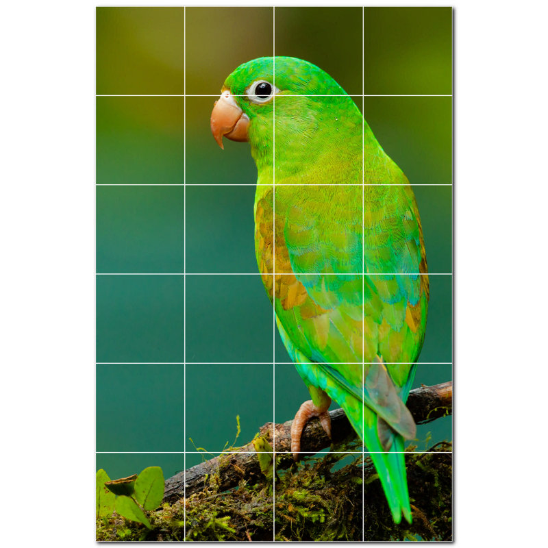 Murale en céramique satinée Bird Photo 4,25 po x 4,25 po