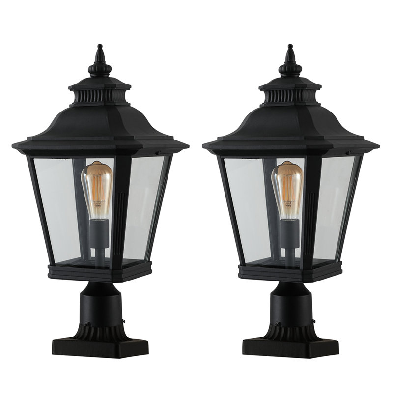 Retro Style Outdoor Column Headlights Light Set Of 2