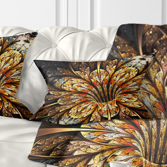 Coussin lombaire floral beige floral doré